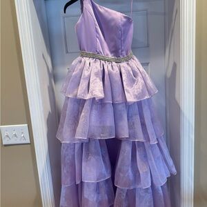 Ashley Lauren high low ruffled with rhinestones